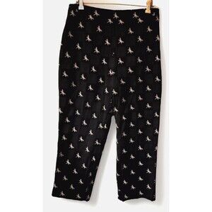 Talbots Pants Womens Size 12 Petite Dragonfly Embroidered Dress Black‎